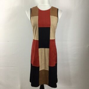 Spense Faux Suede Multicolor Patchwork Sleeveless Dress size 6 NWT